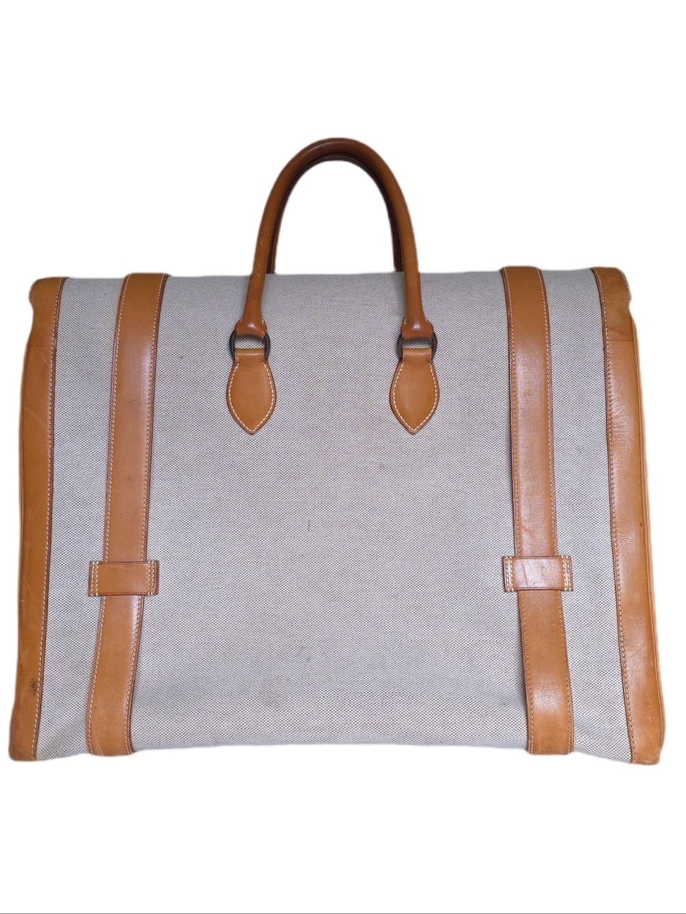 Hermès Drag Beige Canvas and Tan Leather Travel Bag - Picture 4 of 16